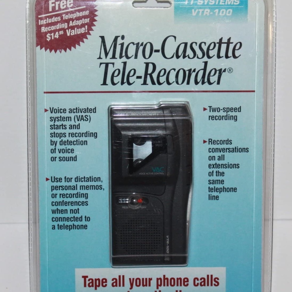 TT Systems VTR-100 Microcassette Tele-Recorder Voice Activated tape recorder